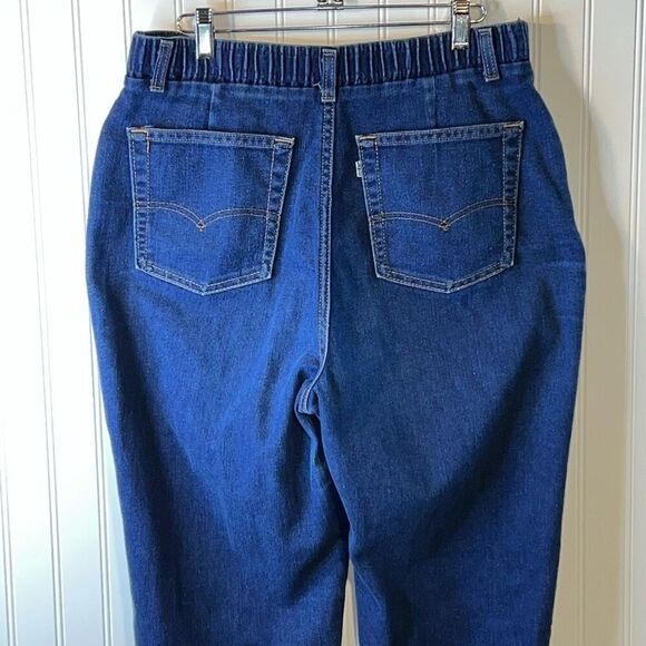 Levi's Denim Blue Jeans Women's 18 Average Elastic Waist Button Made In USA - Picture 5 of 8